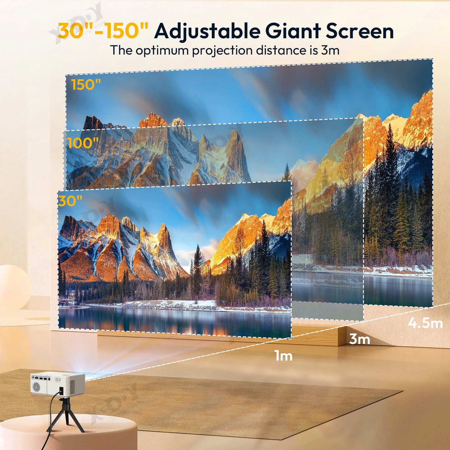 4K Projector Full HD 2.4G 5G WiFi LCD LED Video Movie Beam Android Projector Home Theater Cinema Beamer With tripod