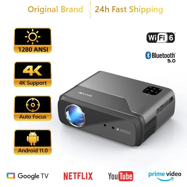 4K UHD Portable Projector Netflix Official Licence Android 11 Smart 5G WiFi Google Play TV Dolby Home Theater Mini Projectors