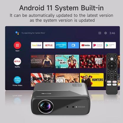 4K UHD Portable Projector Netflix Official Licence Android 11 Smart 5G WiFi Google Play TV Dolby Home Theater Mini Projectors