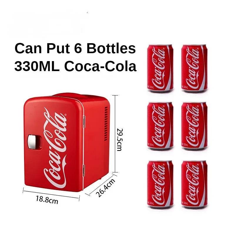 4L 12V/220V Coca-Cola Mini Multifunction Refrigerator Cosmetics Beer Beverage Cooler Warmer Dormitory Cooler Fridge for Car Home - MarvelouStoree