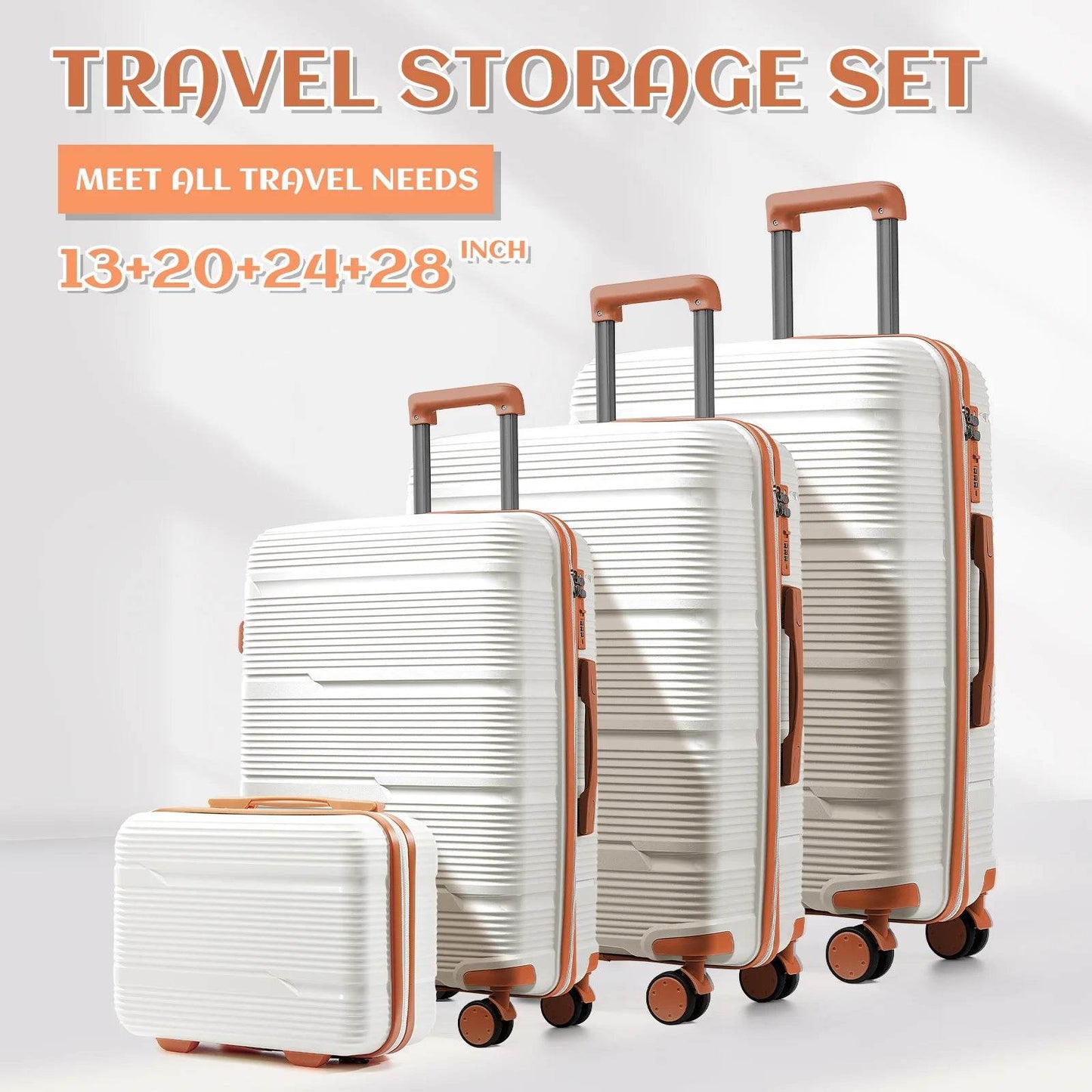 4pcs Travel Suitcase New Durable Luggage Sets Rolling Luggage TSA Lock Carry On Luggage Boarding Trolley Case 13 20 24 28 inch - MarvelouStoree