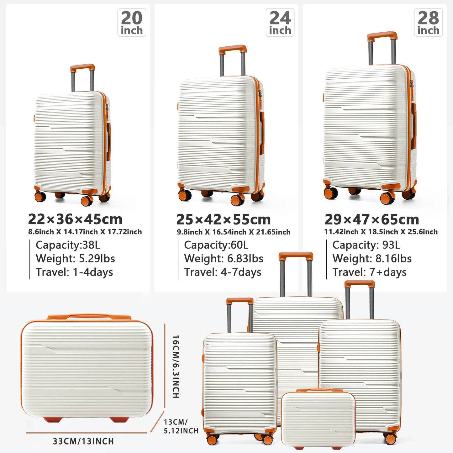 4pcs Travel Suitcase New Durable Luggage Sets Rolling Luggage TSA Lock Carry On Luggage Boarding Trolley Case 13 20 24 28 inch - MarvelouStoree