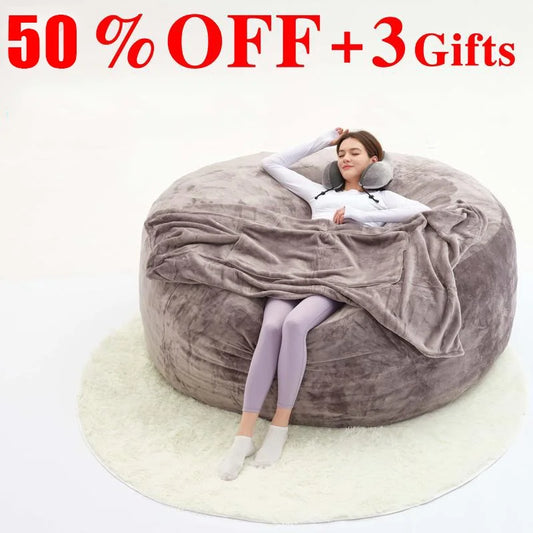 Marveloustoree 5'FT/Jumbo Lazy sofa with 3 gifts Filler beanbag Chair High-Rebound Memory Foam Cushion, Removable Machine washable