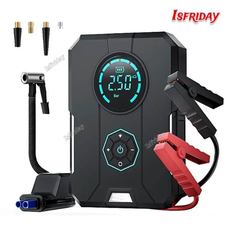 5 In 1 Car Jump Starter Air Pump Power Bank Portable Air Compressor Cars Battery Starters Starting Auto Tyre Inflator - MarvelouStoree