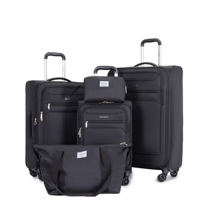 5 Piece Luggage Set with Expandable, Lightweight Softside Suitcase with Double Spinner Wheels with Travel Duffle Bag