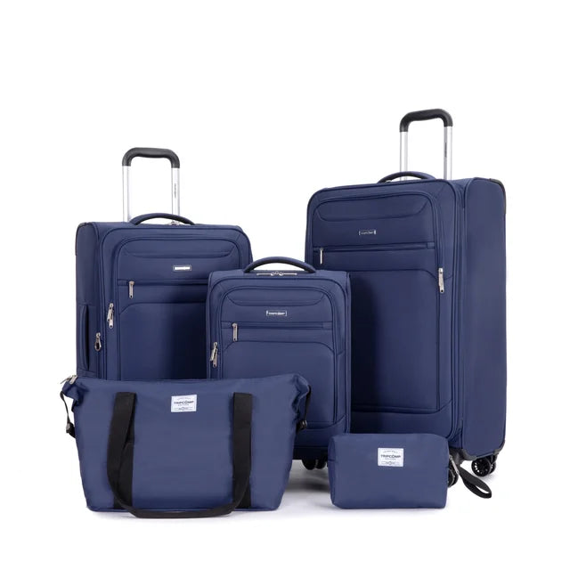 5 Piece Luggage Set with Expandable, Lightweight Softside Suitcase with Double Spinner Wheels with Travel Duffle Bag