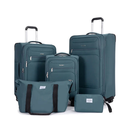 5 Piece Luggage Set with Expandable, Lightweight Softside Suitcase with Double Spinner Wheels with Travel Duffle Bag