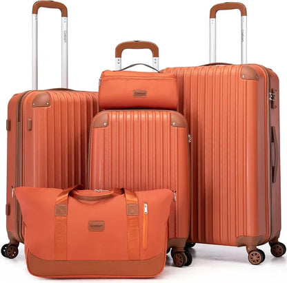 5 Piece Luggage Sets with Wheels, Suitcase Set ABS Hard Case Luggage with TSA Lock Spinner Wheels Durable Travel Luggage