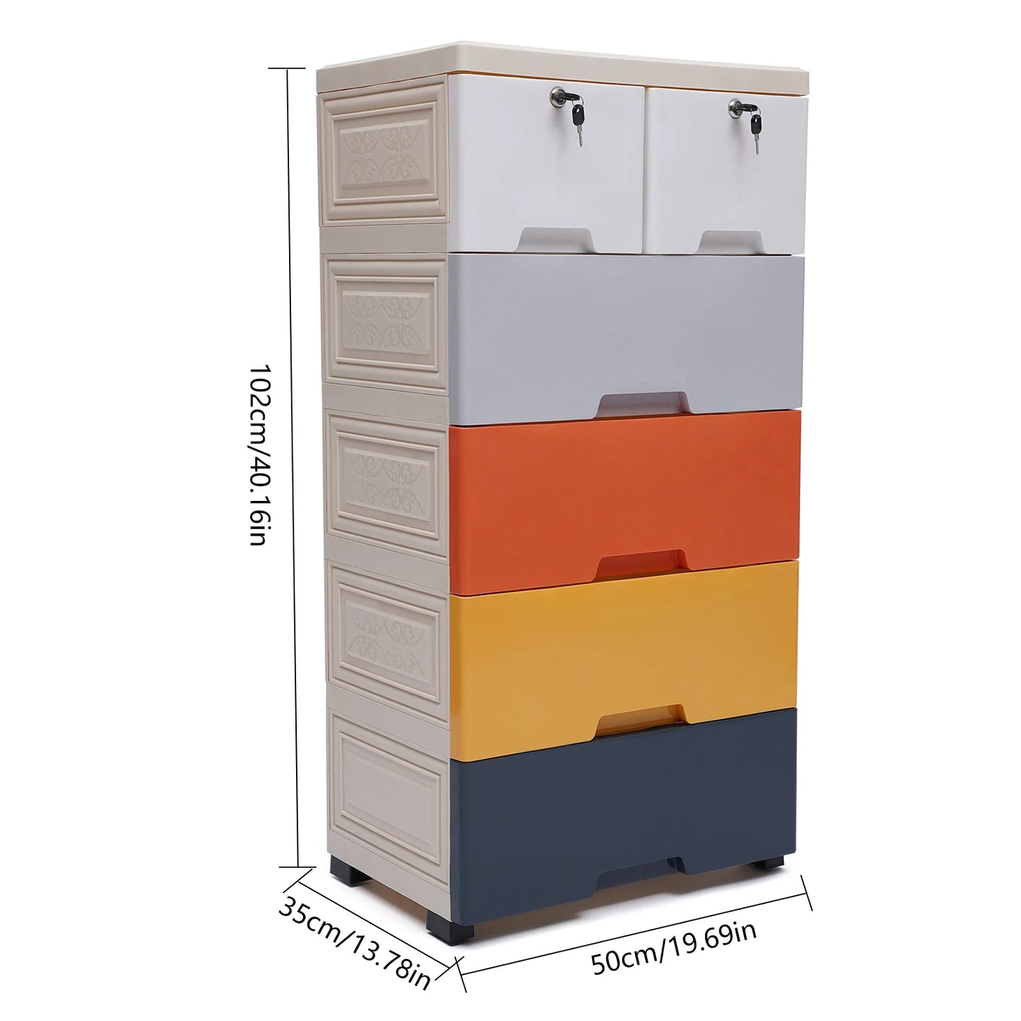 5 Tier Storage Cabinet Wardrobe Moving Detachable Children Room Furniture Drawer Plastic PP Cupboard with Wheels