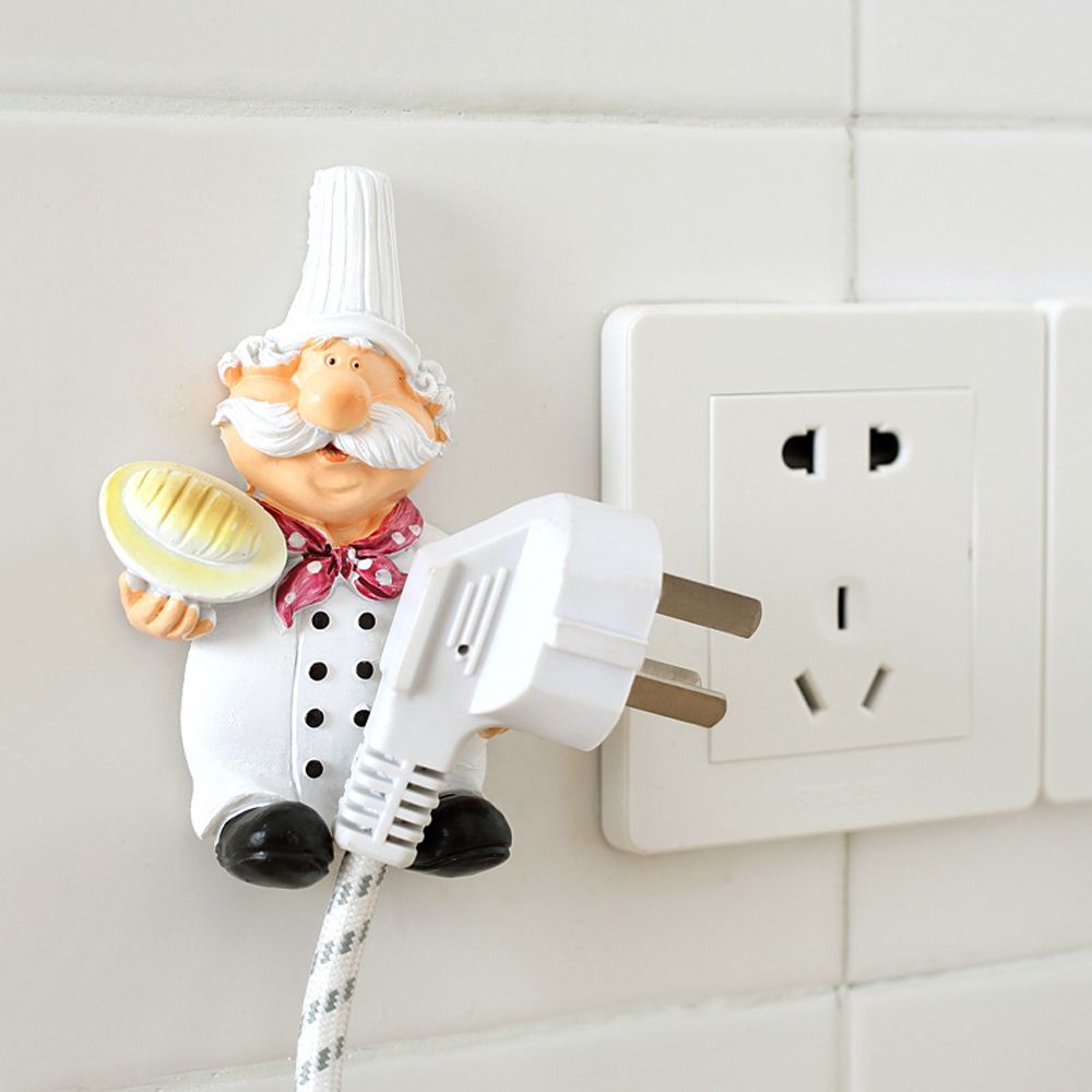 Kitchen Plug Bracket Cartoon Cook Power Socket Cord Organizer Holder Sundry Storage Rack Shelves Kitchen Storage Sticky Hook