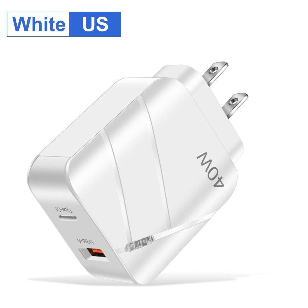 40W PD+QC3.0 mobile phone charger charging head travel charger - MarvelouStoree