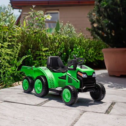 12V children ride the electric tractor "Black Knight" with a detachable storage tugboat and power display screen.