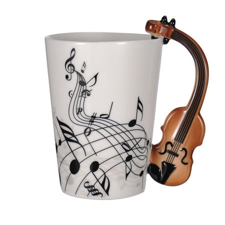 Guitar Ceramic Cup Personality Music Note Milk Juice Lemon Mug Coffee Tea Cup Home Office Drinkware Unique Gift