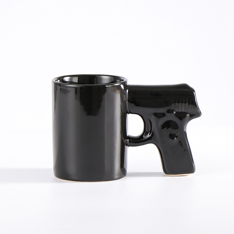 Creative Ceramic Cup Gold Silver Pistol Cup Gun Handle Mug Personalized Water Cup Coffee Cup 3D Modeling Cup Color Glaze Cup