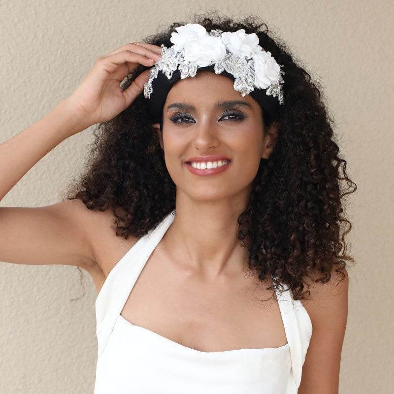 Handmade fabric three-dimensional flower embroidery headband - MarvelouStoree