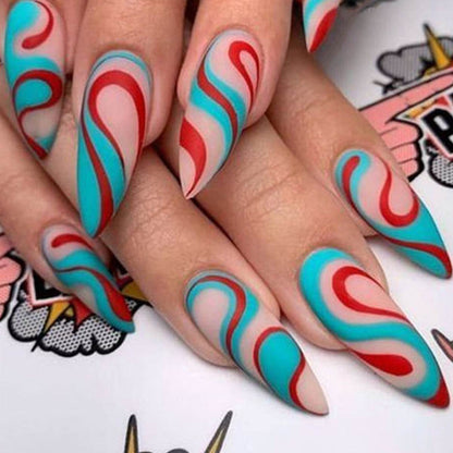 Nail Art Almond Nails Finished Wearable Nails Mid-Length Nail Art Patch Ins Style Hot Girl - MarvelouStoree