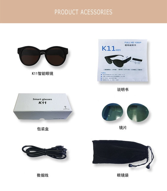 K11 Camera Sunglasses 1080p Wifi Mini Micro Cameras Polarized-lenses HD Sports Video Recorder Camcorder TF Card Eyewear Video