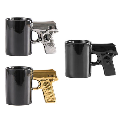 Creative Ceramic Cup Gold Silver Pistol Cup Gun Handle Mug Personalized Water Cup Coffee Cup 3D Modeling Cup Color Glaze Cup