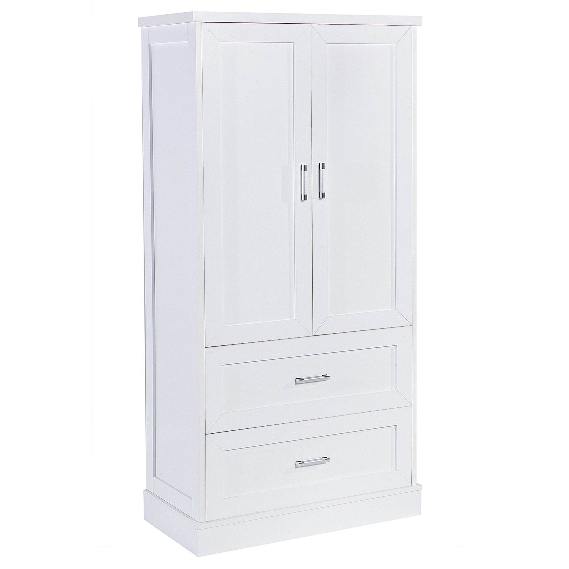 Tall Bathroom Storage Cabinet, Cabinet with Two Doors and Drawers, Adjustable Shelf, MDF Board, White - MarvelouStoree