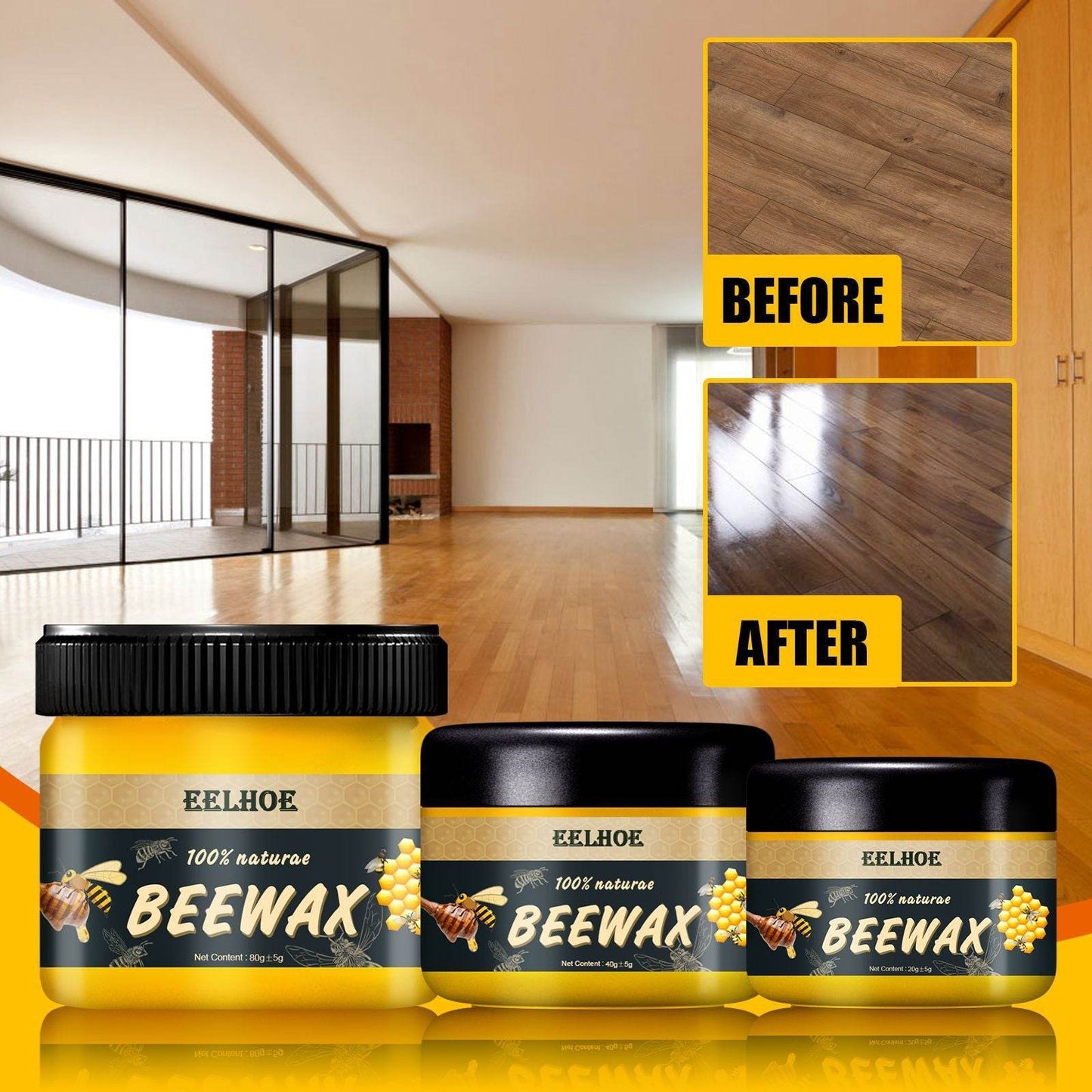 EELHOE Natural Beeswax Furniture Care Polishing Beeswax Waterproof Brightening Wear-resistant Wood Floor Care Beeswax - MarvelouStoree