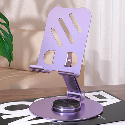 Aluminum alloy desktop phone holder with 360 degree rotation and folding, portable lazy all metal phone holder - MarvelouStoree