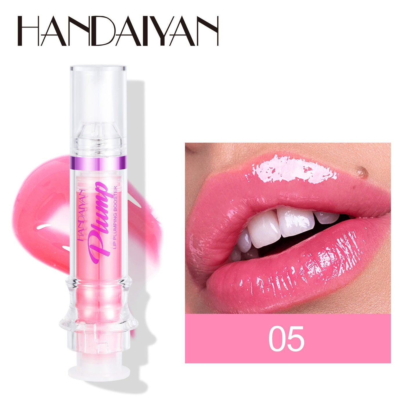 HANDAIYAN PLUMP & POUT Lip Plumping Booster Gloss, High Shine for Plumper Looking Lips,Extreme Shine Crystal Volume Lip Oil