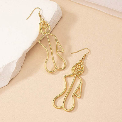 Fashionable design hollow human body contour earrings female niche irregular sexy body earrings - MarvelouStoree