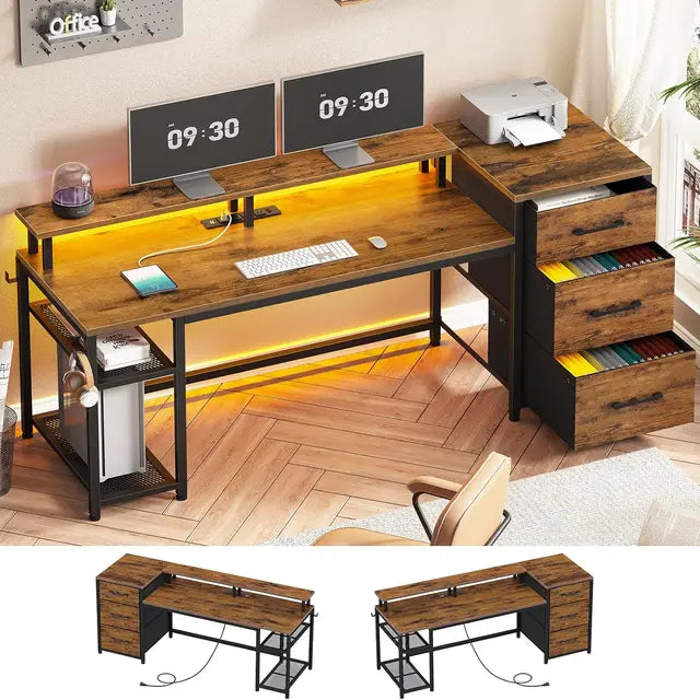 smart office and home desk with led light and other features.