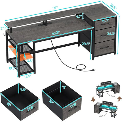 smart office and home desk with led light and other features.