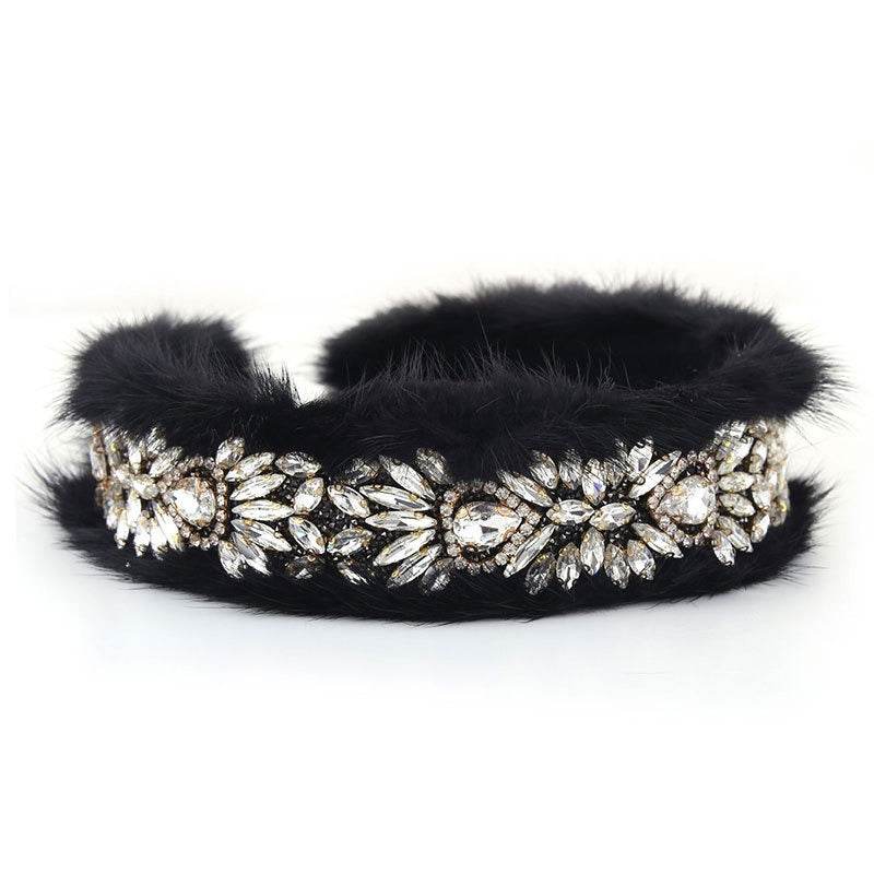 Versatile glass diamond full diamond mink velvet hair accessory - MarvelouStoree