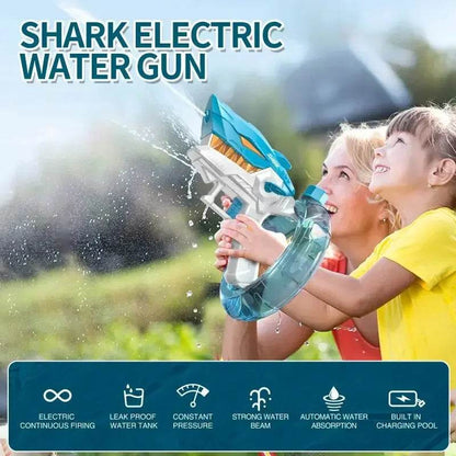 Electric High-Pressure Mechanical Shark Water Gun Large Capacity Fully Automatic Continuous Firing Water Gun, Water Play Toy Gun - MarvelouStoree