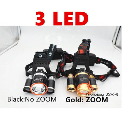 15000Lm XM-T6x3 LED Headlight ZOOM Flashlight Torch Camping Fishing Headlamp lantern Use 2*18650 battery / AC/Car/Usb/ charging - MarvelouStoree