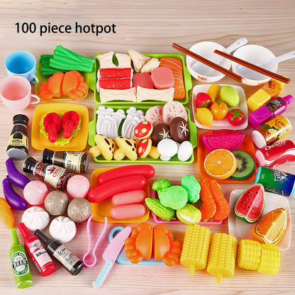 Children's Home Barbecue Simulation Food Seafood Fruit Vegetable Kitchen Hot Pot Toy Boys And Girls Cooking Set