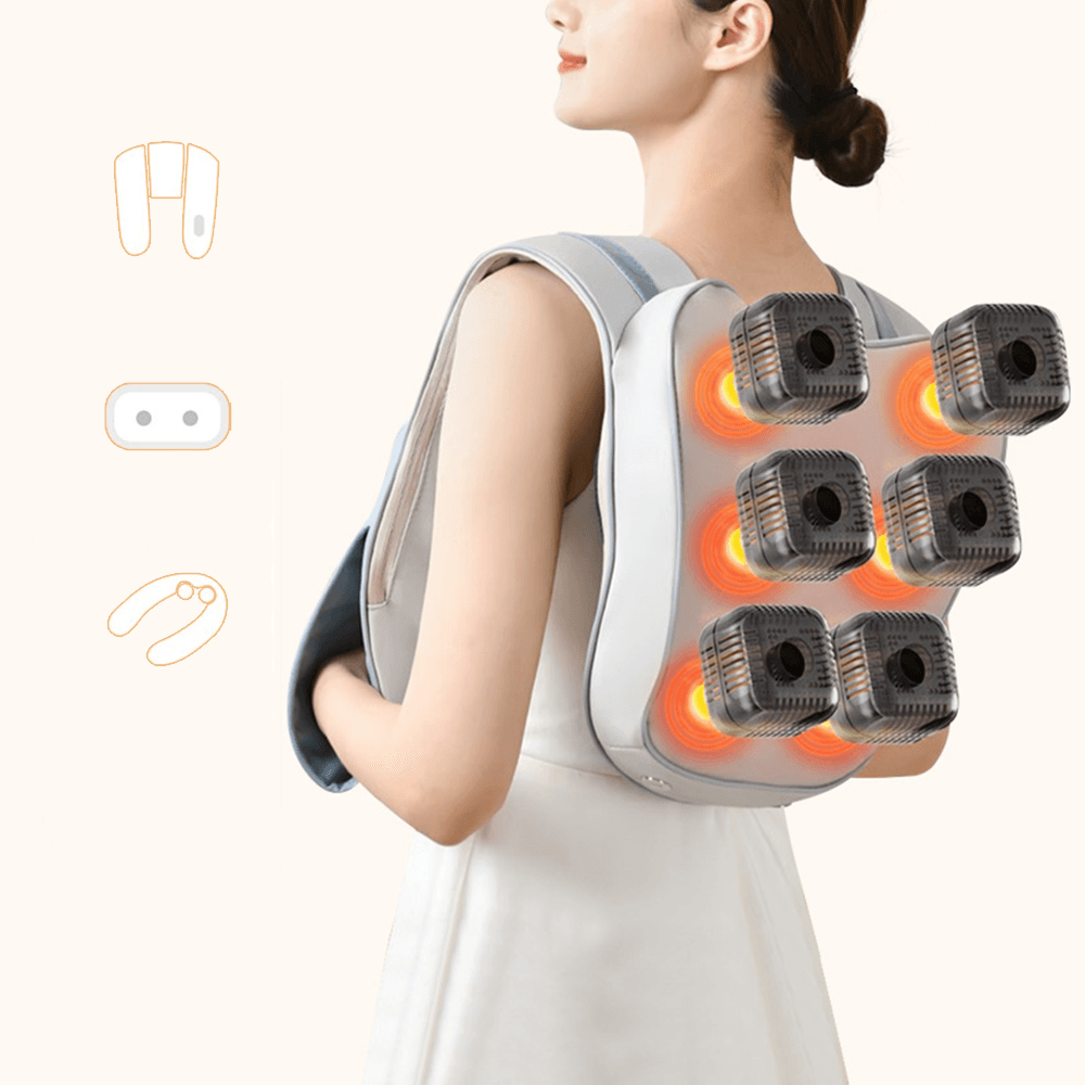 Electric Hand-Free Neck Shoulder Back Waist Body Heating Kneading Tapping Massager Neck And Shoulder Massager - MarvelouStoree