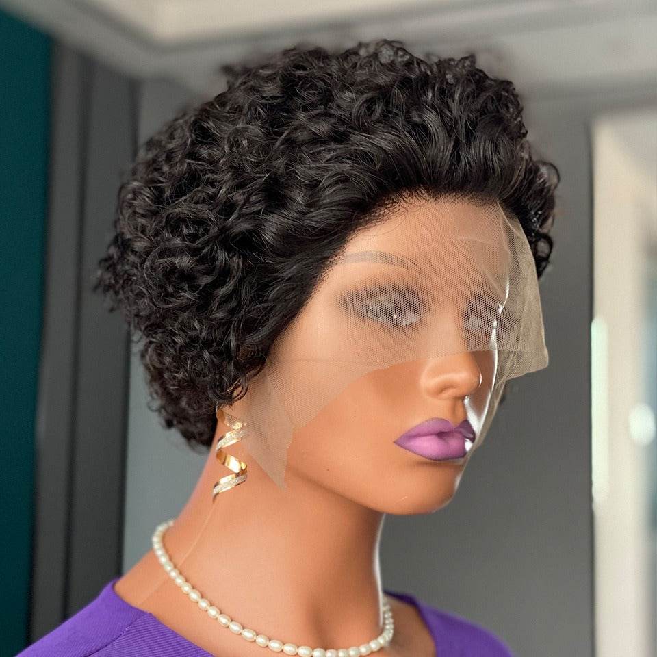 Curly Pixie Cut Lace Wig Human Hair - MarvelouStoree