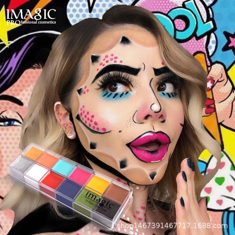 IMAGIC 12 Color Oil Paint Professional Body Painting World Cup Halloween Drama Performance Face Oil Paint - MarvelouStoree