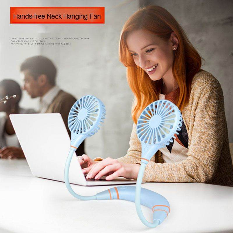 Rechargeable Hands-Free Neck Hanging Sports 3 Gears Fan Wearable Portable USB Flexible Rechargeable Neckband Mini Desk Fan Air - MarvelouStoree