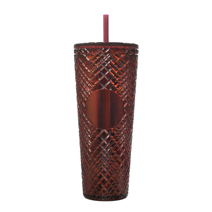 Large Capacity Coffee Cup 710ml Durian Cup Diamond Creative Plastic Straw Cup with Lid Reusable Mug