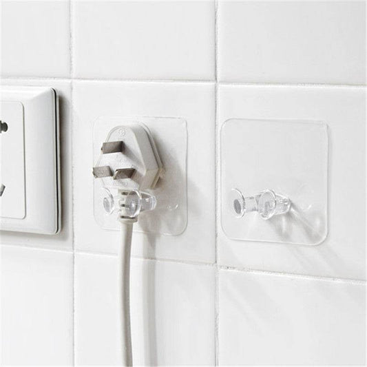 Transparent Power Plug Traceless Sticker Hook Viscose Storage Sticky Hook Wire Plug Bracket Hook