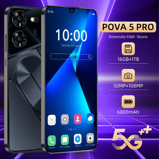 5G Pova5 Pro Global Version Smartphone 7.3 Inch 16GB+1TB Android 13 Phone 50MP Cam 6800mAh Battery CellPhone 10 Core Super Phone - MarvelouStoree