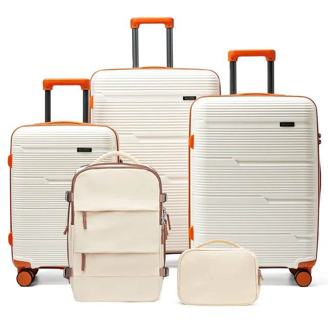 5pcs Suitcase Set Lightweight Case Set, Durable Trolley, Hand Luggage Suitcase with Wheels, TSA-Lock Boarding Travel Suitcase - MarvelouStoree