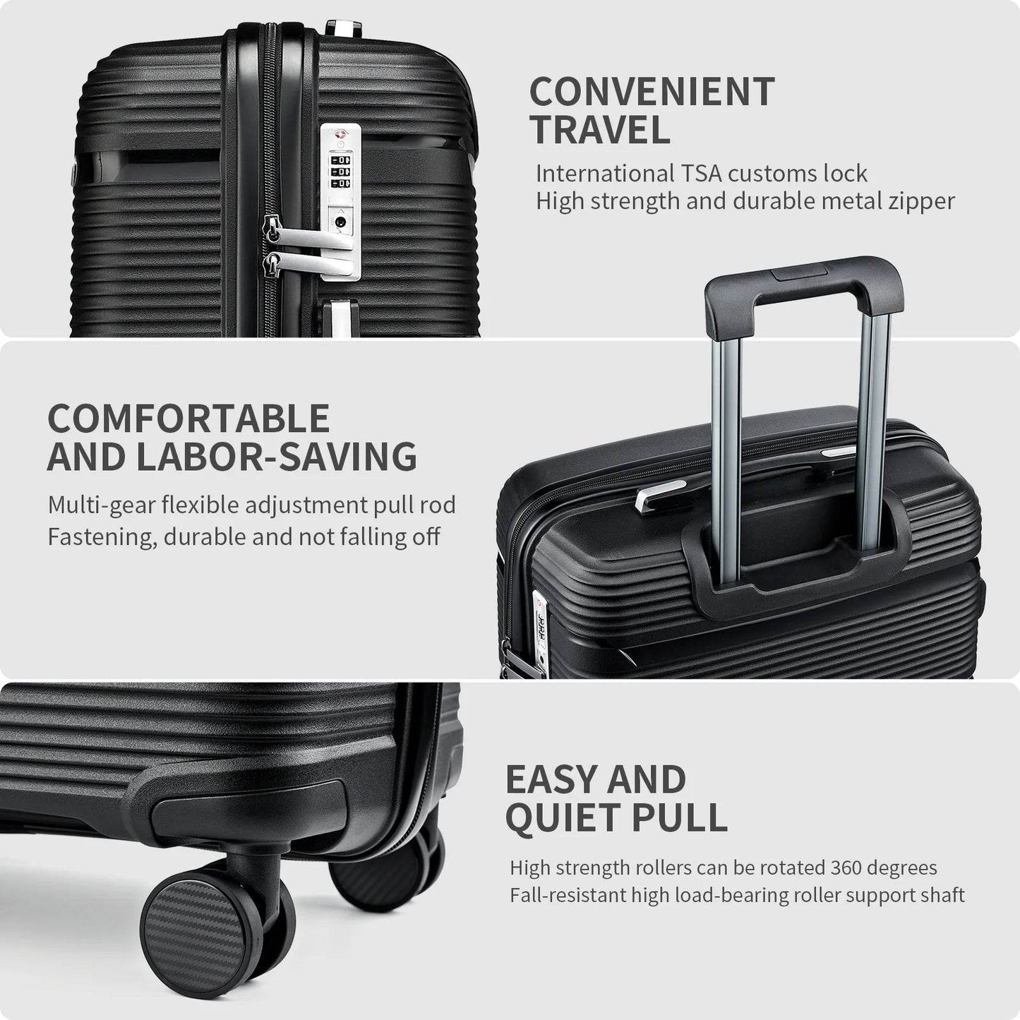 5pcs Suitcase Set Lightweight Case Set, Durable Trolley, Hand Luggage Suitcase with Wheels, TSA-Lock Boarding Travel Suitcase - MarvelouStoree