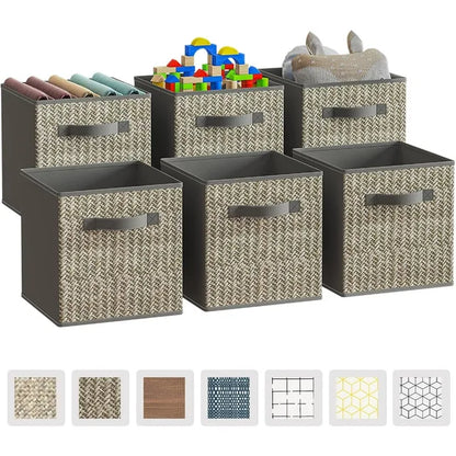 Maveloustoree【6 Pack】Fabric Storage Cubes , Foldable 11 Inch Cube Storage Bins,Storage Boxes for Organizing Closet Bins，Green