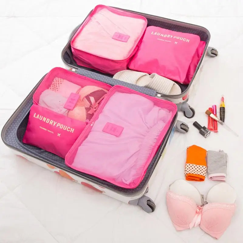 6 Pcs/Set Travel Set For Traveling Packing Cube Clothe Storage Bag New Luggage Suitcase Organizer Pouch Kit Travel Bag Accessory