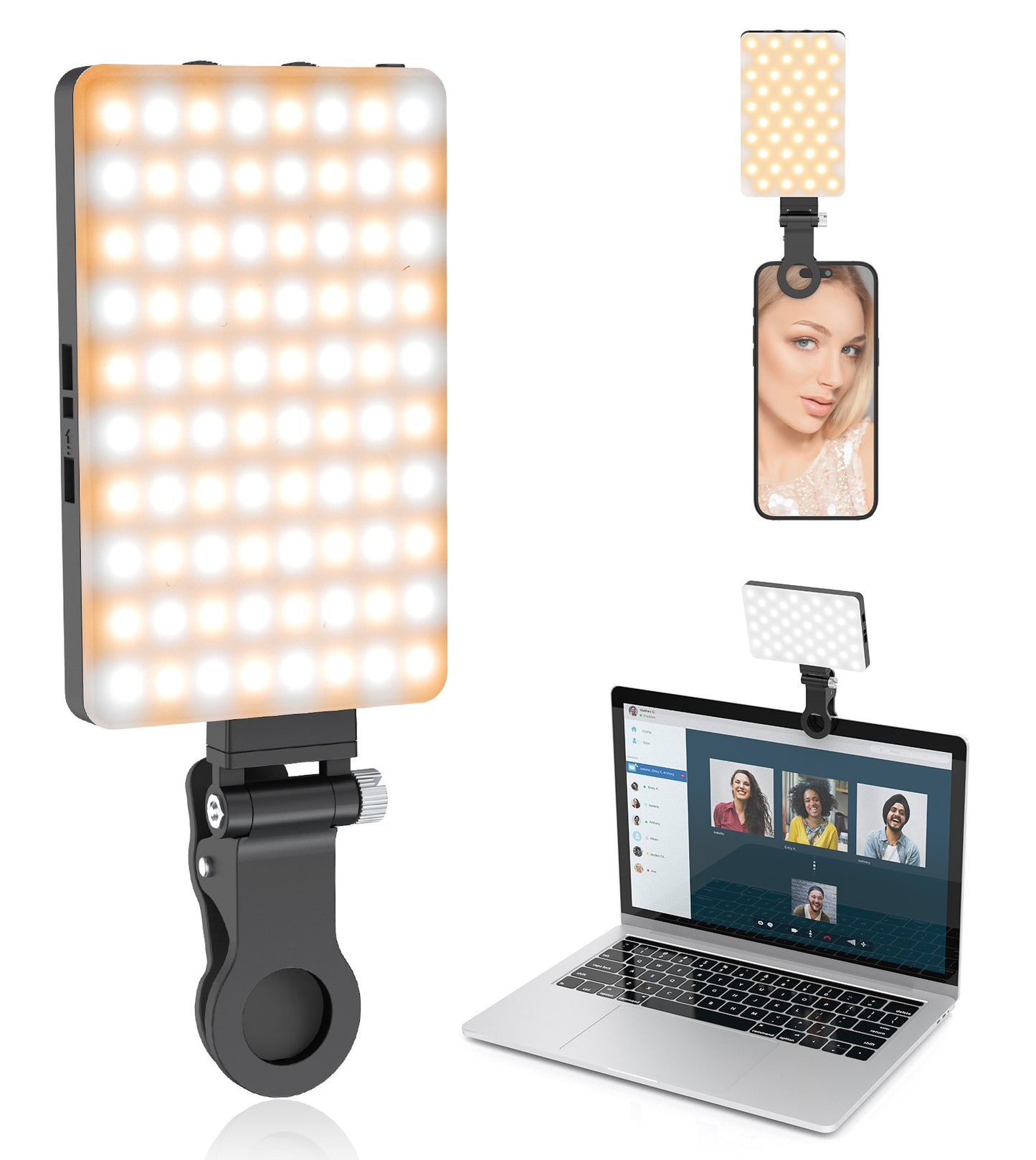 Portable Fill Light Dimmable Rechargeable Phone Light with Clip Super Bright Led Selfie Light Flicker-free for Makeup for Video