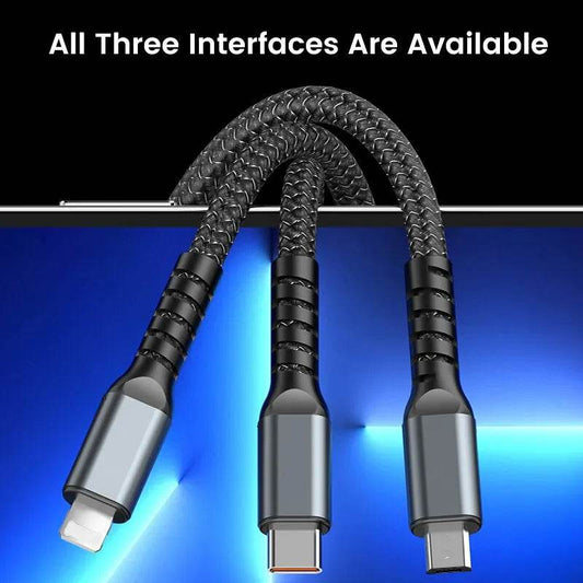 3 In 1 Usb 100w Cable For Fast Charging And Data Mini Usb Type C Micro Suitable For Iphone Android Xiaomi Huawei Oppo Charging - MarvelouStoree