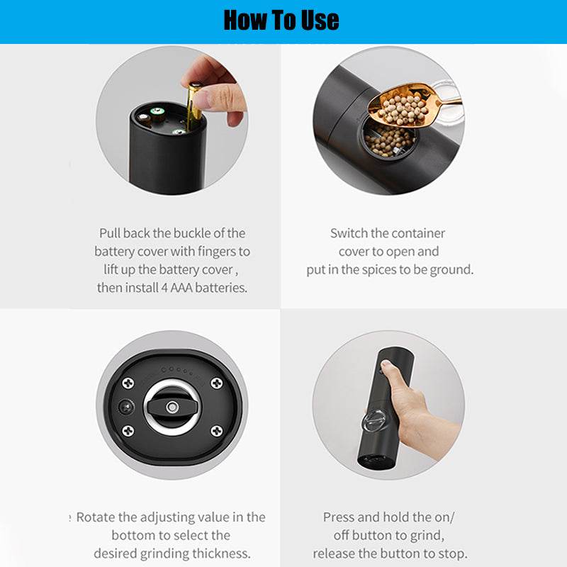 Black Pepper Grinder Electric Automatic Key Grinder - MarvelouStoree