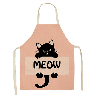 Cat Kitchen Aprons For Women Cotton Linen Bibs Household Cleaning Pinafore Home Cooking Apron kids kitchen barber