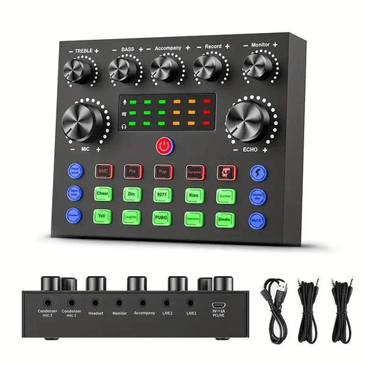 V8S Audio Mixer with Voice changer,Podcast Mixer,Sound Card for Phone Gaming Karaoke Studio Live Streaming Podcast - MarvelouStoree