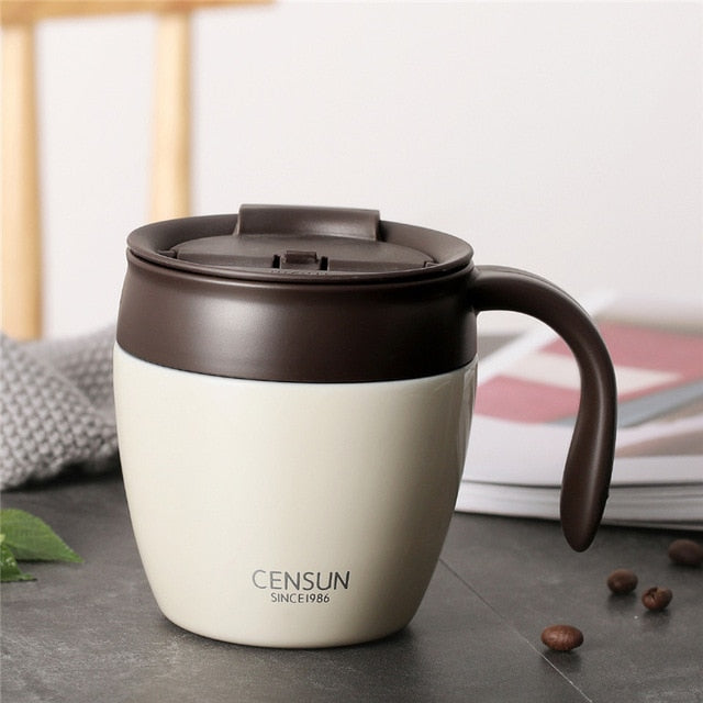 320ml Stainless Steel Coffee Mugs Thermos Insulation Water Bottle Cups Drinkware With Handle Lid Travel Tea Mug for Office